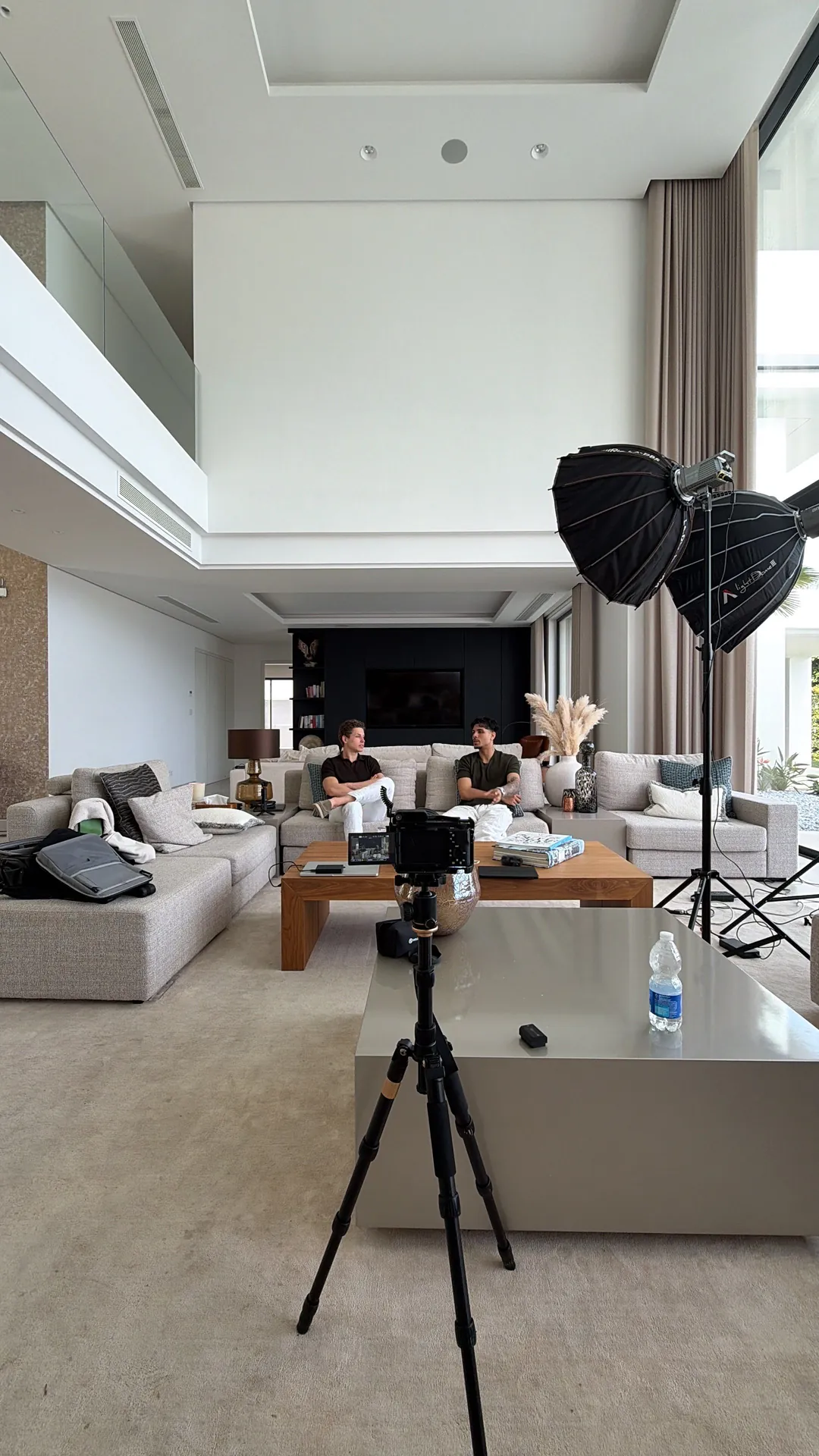 Aarush on set filming with a client